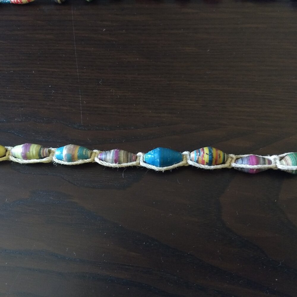 Paper Bead Choker & Long Necklace Set Colorful Hippie Y2K Boho Bohemian